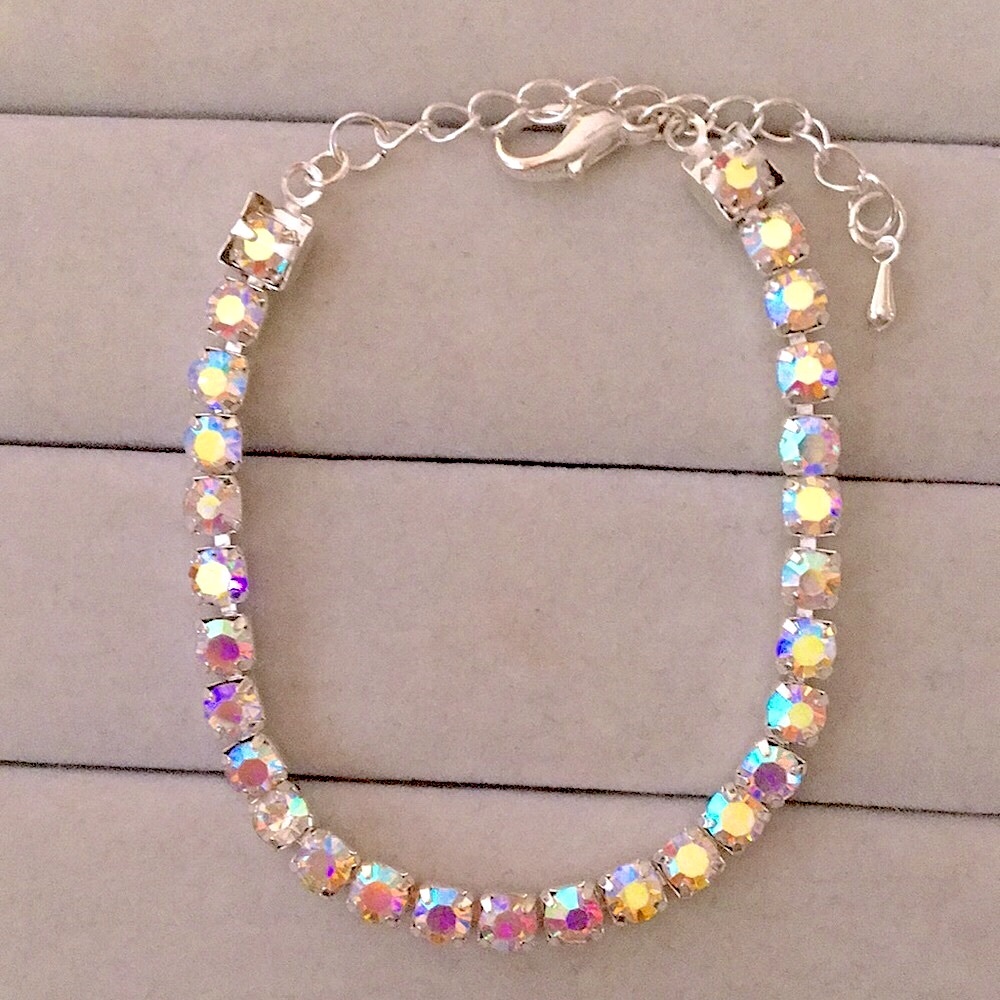 Aurora Borealis + Silver Crystal Tennis Bracelet - Picture 10 of 10
